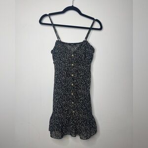 Papaya Small floral mini dress buttons boho sundress ruffle tie back EUC